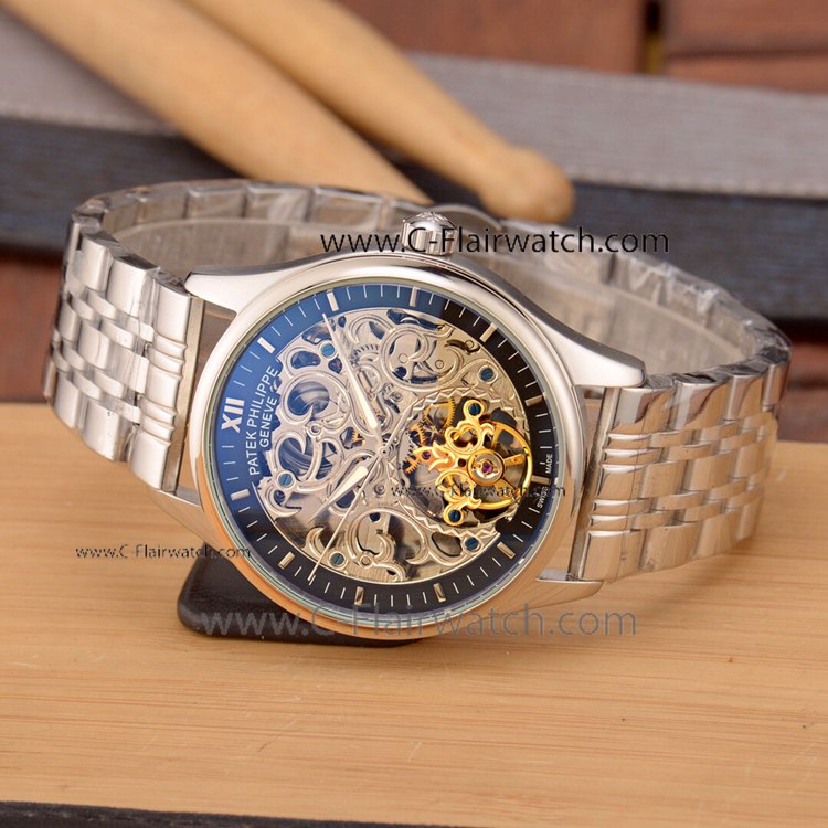 Copy Patek Philippe Calatrava Skeleton Silver Watch